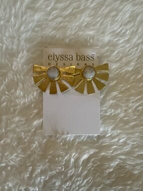 NWT - Elyssa Bass Modern Sunburst Gold Stud Earrings